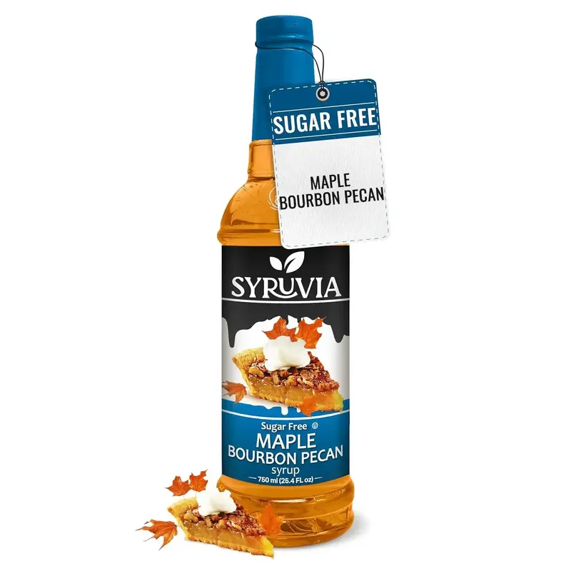 Syruvia Sugar-Free Maple Bourbon Pecan Syrup For Coffee 25.4 Ounces Maple Bourbon Pecan Flavoring For Coffee Beverage Sweet