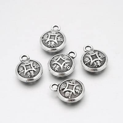 Tibetan Style Alloy Flat Round Charms