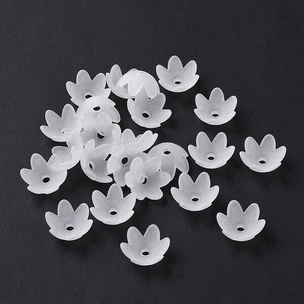 6-Petal Transparent Acrylic Bead Caps