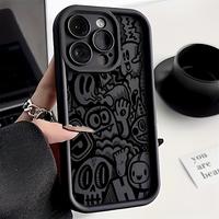 Cool Black Graffiti Pattern Case for iPhone 16 15 14 Pro Max 13 12 11 XR XS Plus Shockproof Full Camera Protection Durable sl...