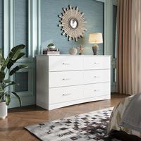 WLIVE Minimalist 6-Drawer Organizing Tower | Wide Wood Dresser with Exquisite Handles & Silk Smooth Drawers, Large Organizati...