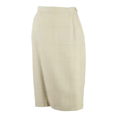 MARELLA Womens Straight Skirt Cream Midi Wool Check UK 12