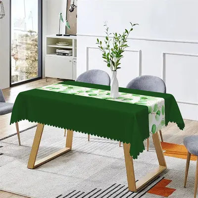 Melon Skin Green Leaves Spring Rectangle Tablecloth - Aperturee