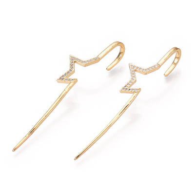 Brass Micro Pave Clear Cubic Zirconia Ear Wrap Crawler Hook Earrings for Women