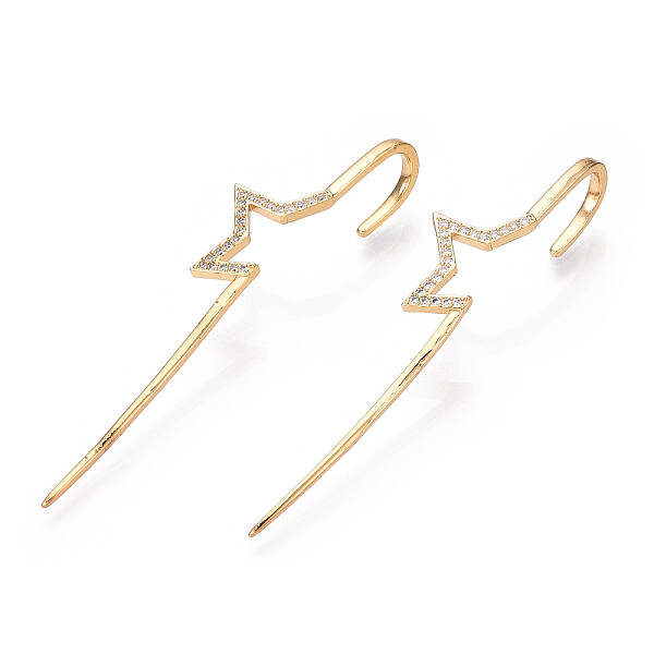 Brass Micro Pave Clear Cubic Zirconia Ear Wrap Crawler Hook Earrings for Women