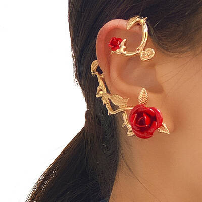 Alloy Rose Flower Stud Earrings