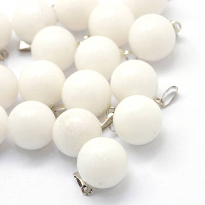 Round Natural White Jade Pendants