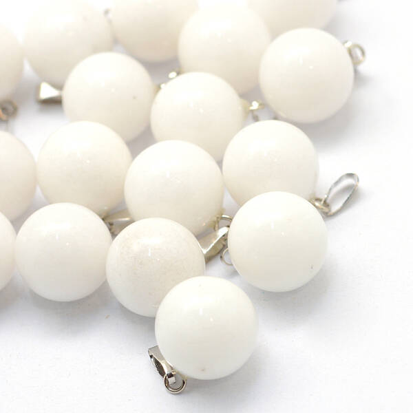 Round Natural White Jade Pendants