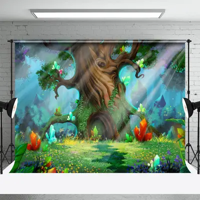 Colorful Crystal Wonderland Forest Spring Backdrop - Aperturee
