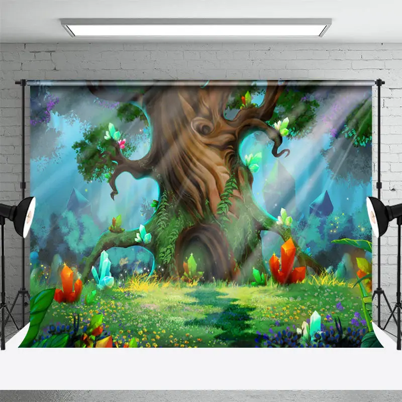 Colorful Crystal Wonderland Forest Spring Backdrop - Aperturee