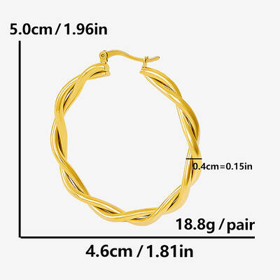 Stylish Minimalist 304 Stainless Steel Twist Hoop Earrings