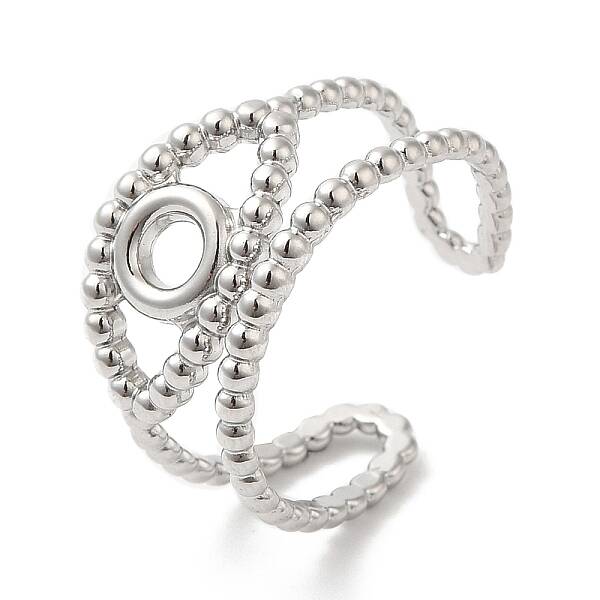 Non-Tarnish 304 Stainless Steel Hollow Evil Eye Open Cuff Ring for Women