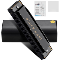 Blues Harmonica for Beginners & , 10 Hole C Key Diatonic Blues Harp with Stainless Steel Cover & Phosphor Bronze Reeds, Profe...