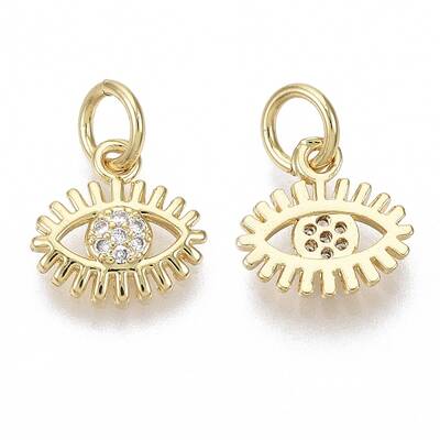 Brass Micro Pave Cubic Zirconia Charms