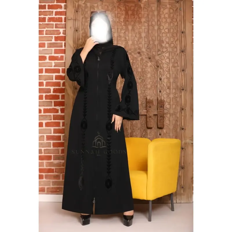 Black Abaya - Elegant Zip Up