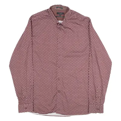 TED BAKER Mens Shirt Red Polka Dot Long Sleeve L