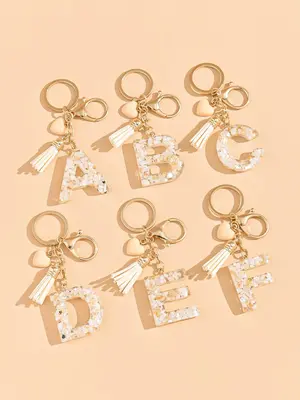 Fashion Letter & Tassel Design Keychain, Cute Keychain for Women & Men, Trendy All-match & Exquisite Keychain for Birthday Gi...