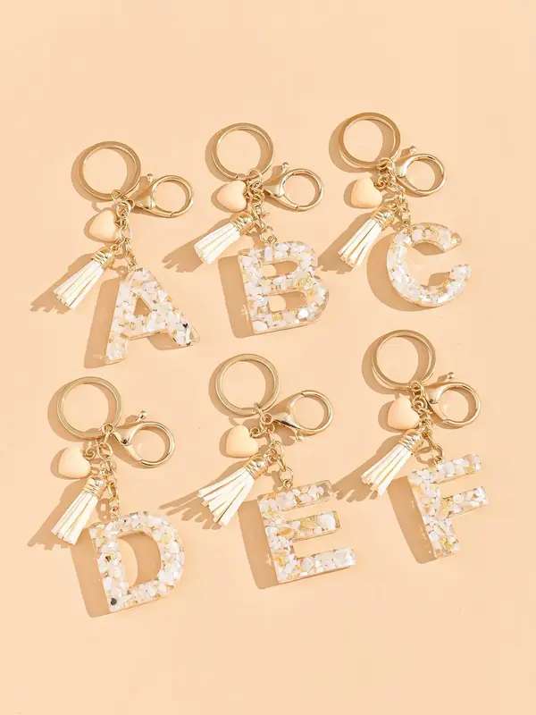 Fashion Letter & Tassel Design Keychain, Cute Keychain for Women & Men, Trendy All-match & Exquisite Keychain for Birthday Gi...