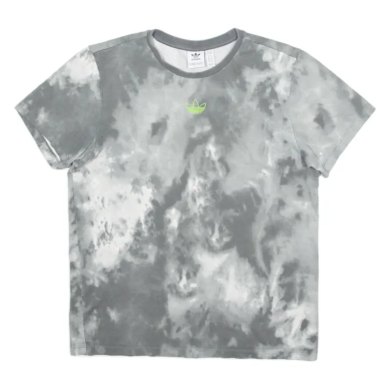 ADIDAS ORIGINALS Tie-Dye Womens T-Shirt Grey Crew Neck UK 8