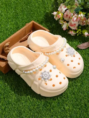 Girl's Cute Flower & Faux Pearl Decorated Slippers, Breathable Lightweight Non-slip Slippers, Fashionable Slippers for Indoor...