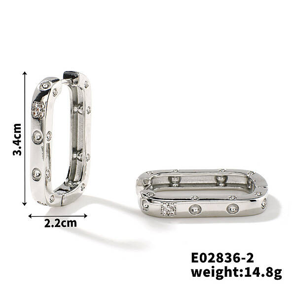Simple Fashion Copper Inlaid Zircon Hoop Earrings