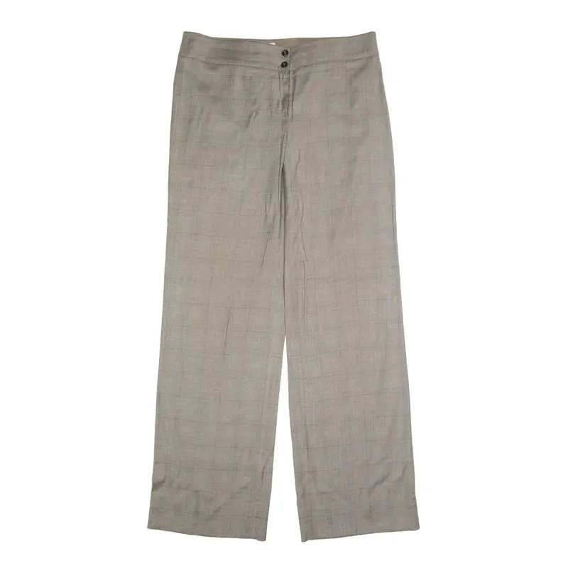 ARMANI Collezioni Trousers Beige Regular Wide-Leg Wool Womens W36 L35