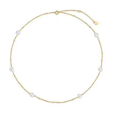 14K Gold Pearl Bead Chain Bracelet