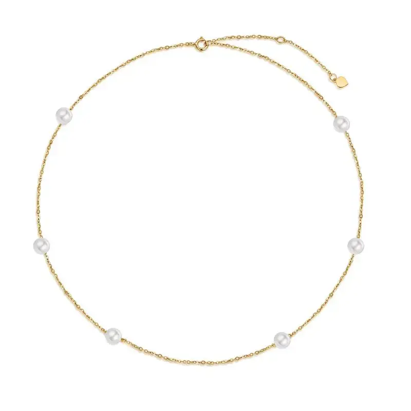 14K Gold Pearl Bead Chain Bracelet