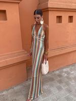 Women's All Over Print Halter Neck Cover Up Dress, Casual Sleeveless Dress for Beach Holiday Vacation, Ladies Clothes for Sum...