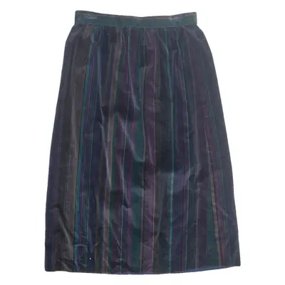 Womens A-Line Skirt Blue Midi Velvet Striped S