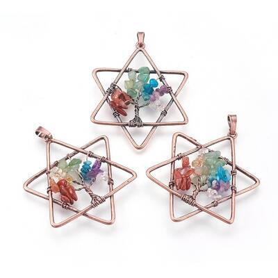 Natural & Synthetic Mixed Gemstone Chakra Big Pendants