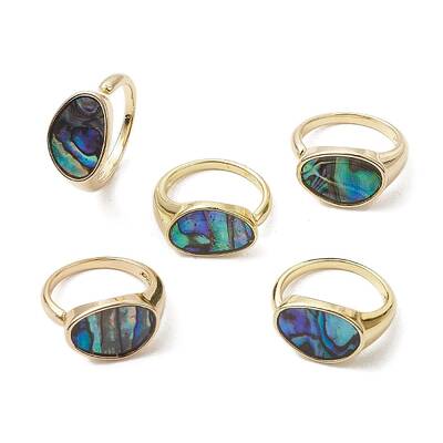 Brass with Abalone Shell Adjustable Rings