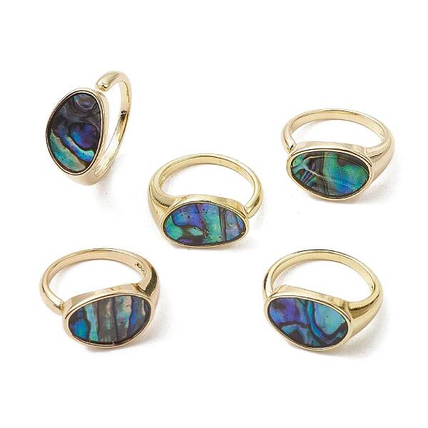 Brass with Abalone Shell Adjustable Rings