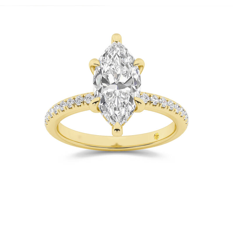 Aurelia Three Quarter Coverage Hidden Halo Marquise Lab Grown Diamond Engagement Ring | 14K Yellow Gold 2 1/10 CT. TW.
