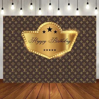 Brown Golden Repeat Brand Logo Birthday Backdrop - Aperturee