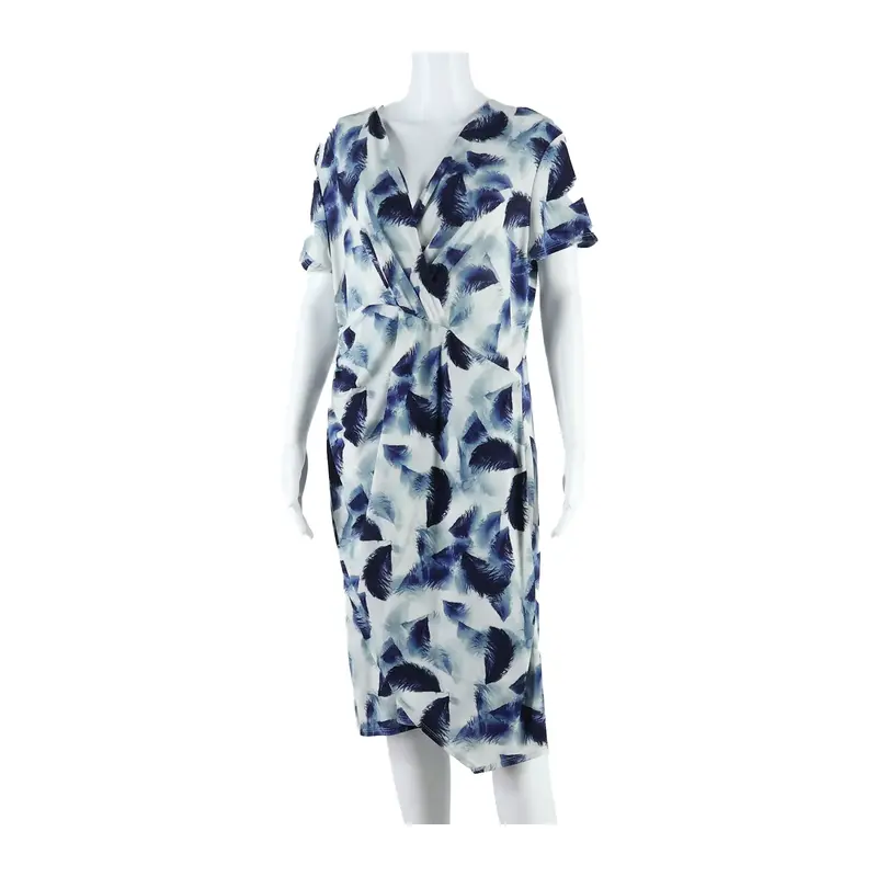 PHASE EIGHT Feather Design Womens Bodycon Dress White Short Sleeve Midi UK 18