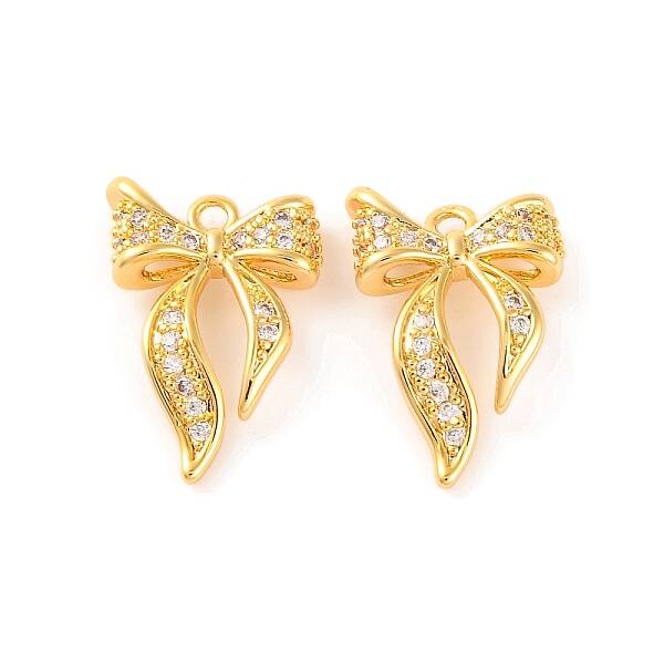 Brass Micro Pave Clear Cubic Zirconia Pendants