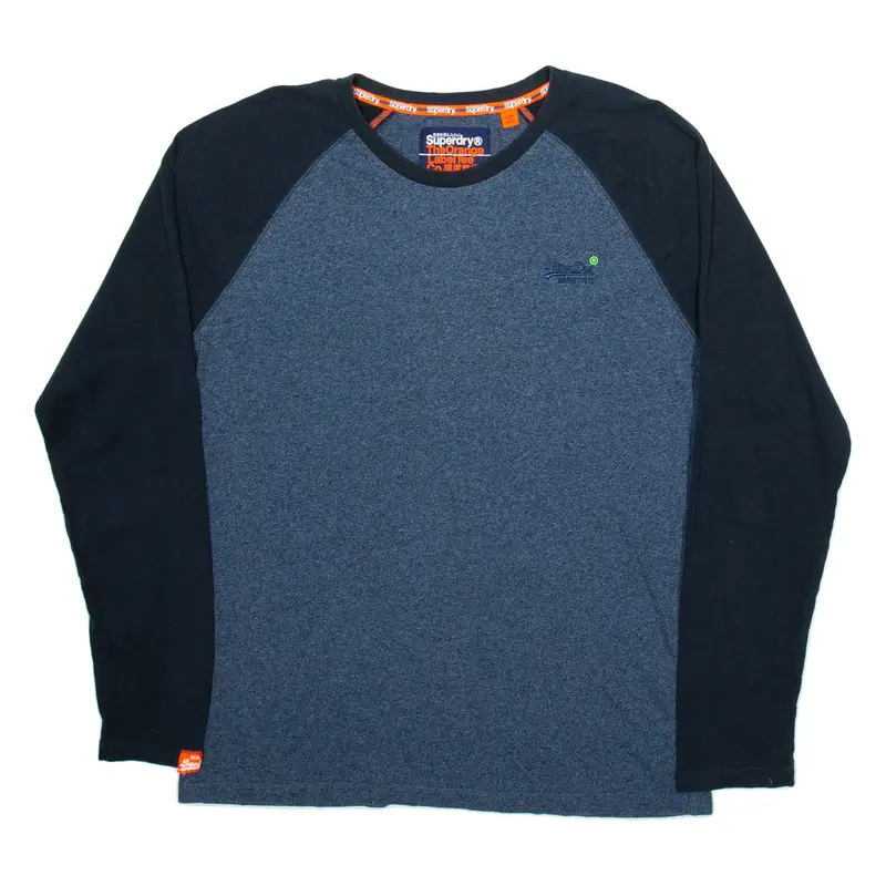 SUPERDRY Mens T-Shirt Grey Long Sleeve XL