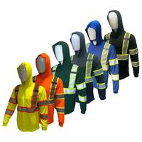 6 PACK SHIRT ST908 High Visibility Hoodie Long Sleeve Safety Shirt with hoodie Polyester Birdeye Mesh in various color