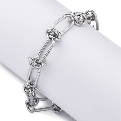 304 Stainless Steel Paperclip Chain Bracelets for Women