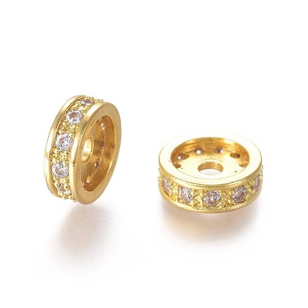 Brass Micro Pave Cubic Zirconia Spacer Beads