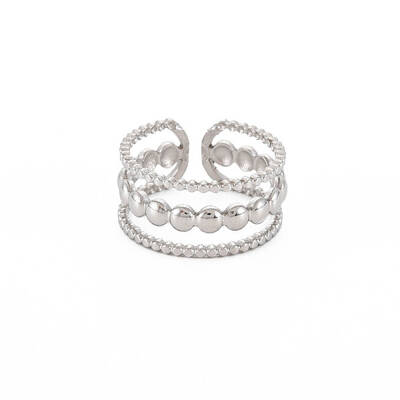 Non-Tarnish 304 Stainless Steel Triple Line Open Cuff Ring for Women