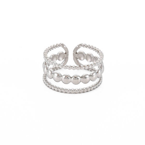 Non-Tarnish 304 Stainless Steel Triple Line Open Cuff Ring for Women