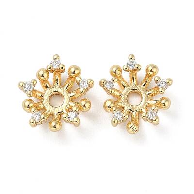 Brass Micro Pave Clear Cubic Zirconia Bead Caps