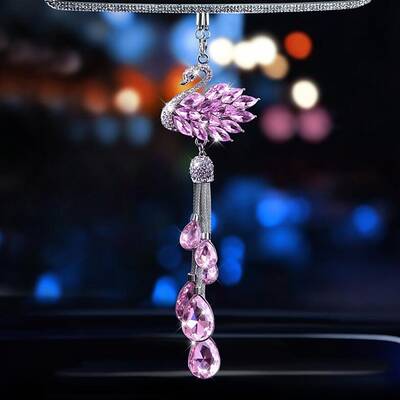 Metal Rhinestone Swan Pendant Decorations