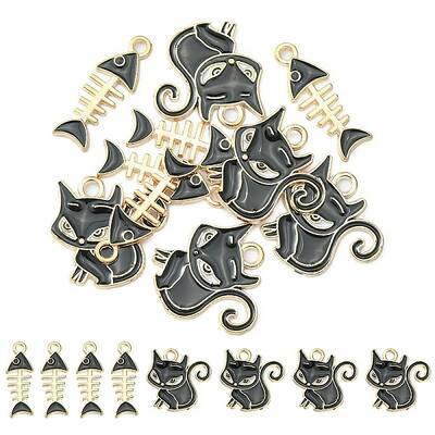 10Pcs 2 Styles Alloy Enamel Pendants