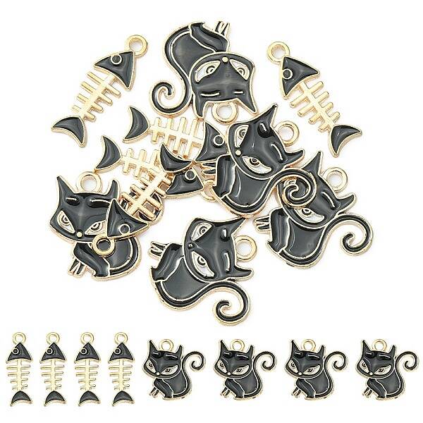 10Pcs 2 Styles Alloy Enamel Pendants
