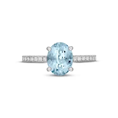 10K White Gold Oval Cut Custom Engagement Ring Gemstone Rings