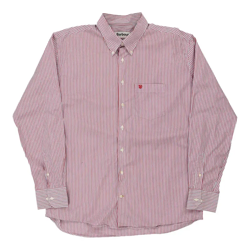Barbour Striped Shirt - XL Red Cotton