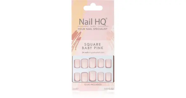 Nail HQ Square False Nails Baby Color Pink 24 pieces